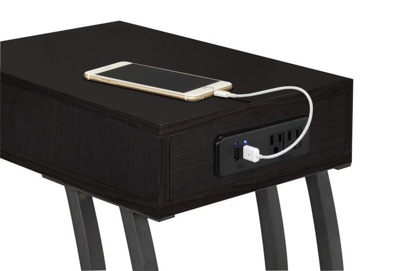 Troy Accent Table with Power Outlet Cappuccino (900578)