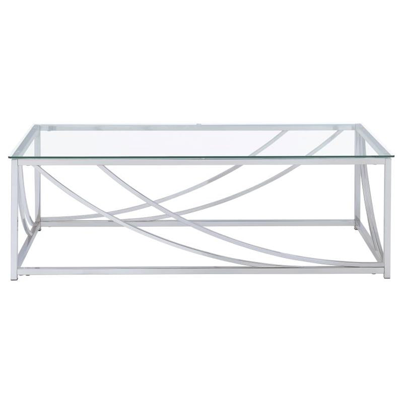 Lille Glass Top Rectangular Coffee Table Accents Chrome (720498)