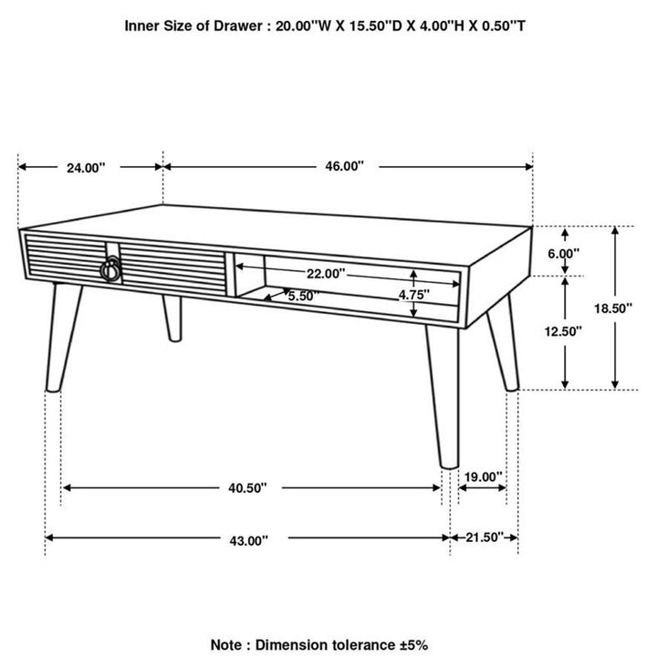 Zabel Rectangular 1-drawer Coffee Table Natural (724258)