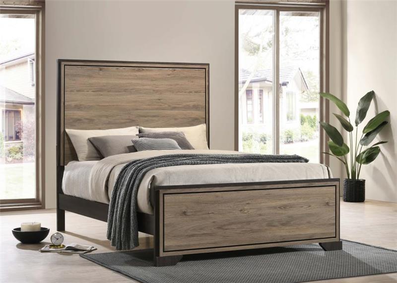 Baker Panel Queen Bed Brown and Light Taupe (224461Q)