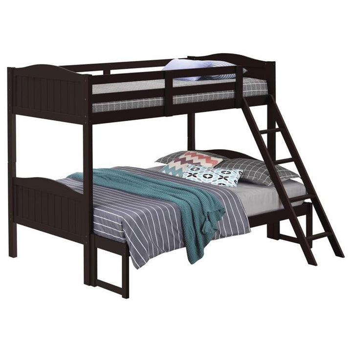 Arlo Twin Over Full Bunk Bed with Ladder Espresso (405054BRN)