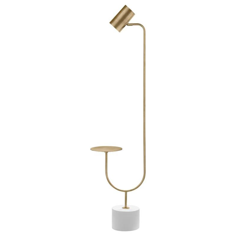 Jodie Round Base Floor Lamp Antique Brass and Grey (923309)