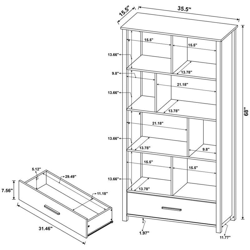 Dylan Rectangular 8-shelf Bookcase (801577)