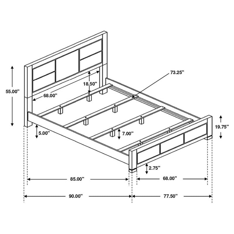 Lorenzo Bedroom Set Dark Grey (224261KW-S4)