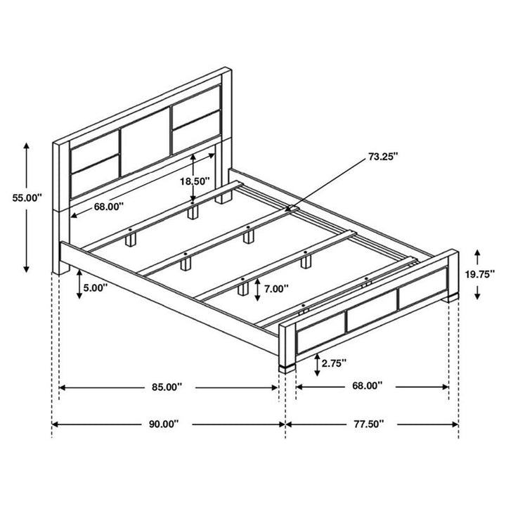 Lorenzo Bedroom Set Dark Grey (224261KW-S4)