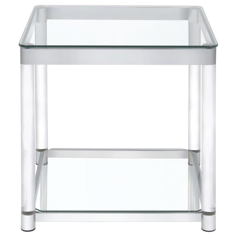 Anne End Table with Lower Shelf Chrome and Clear (720747)