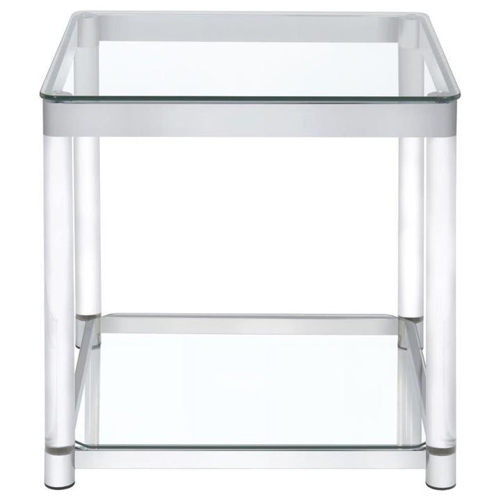 Anne End Table with Lower Shelf Chrome and Clear (720747)
