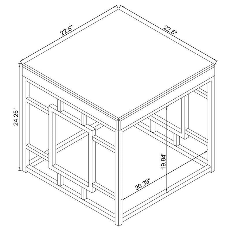 Dafina Geometric Frame Square End Table Chrome (723077)