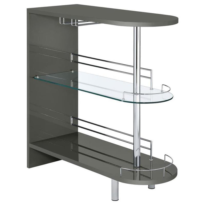 Adolfo 3-tier Bar Table Glossy Grey and Clear (101073)