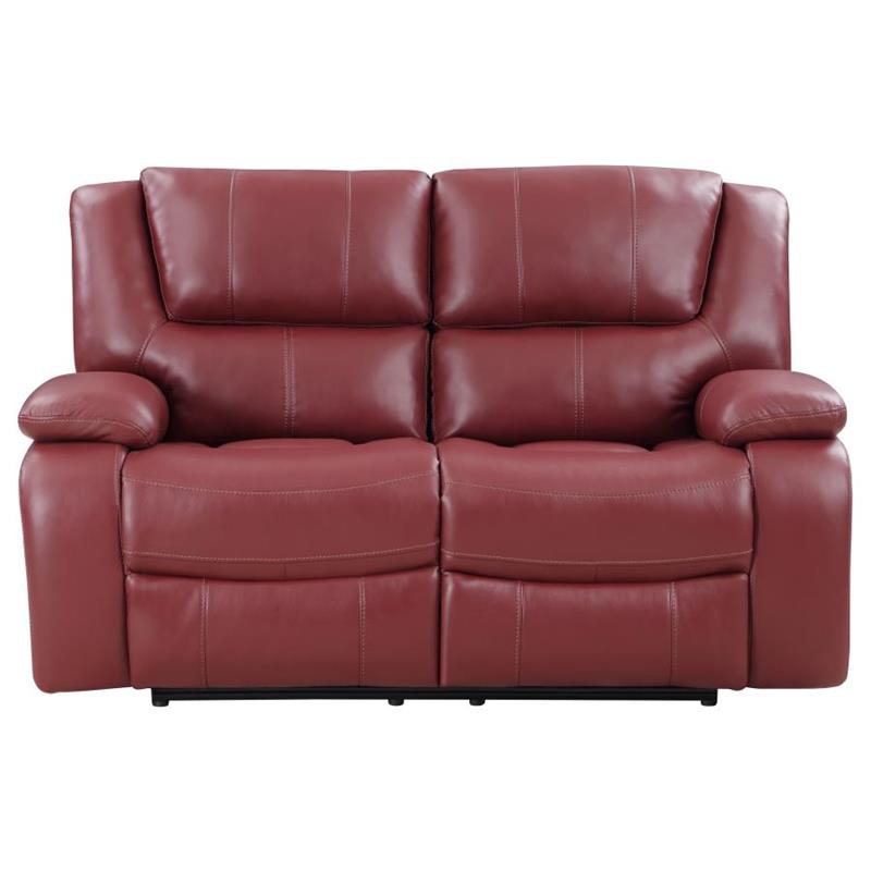 Camila 2-piece Upholstered Reclining Sofa Set Red Faux Leather (610241-S2)