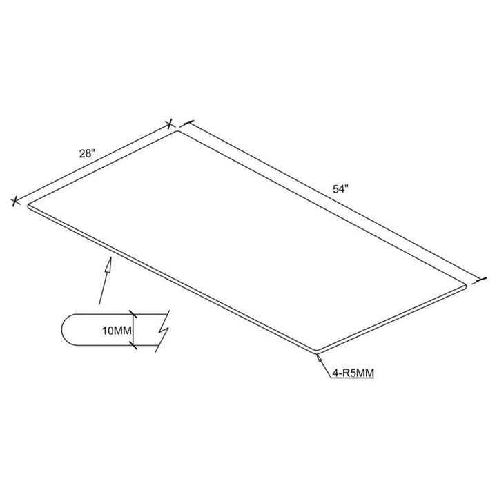 54x28" 10mm Rectangular Glass Top Clear (CP2854-10)