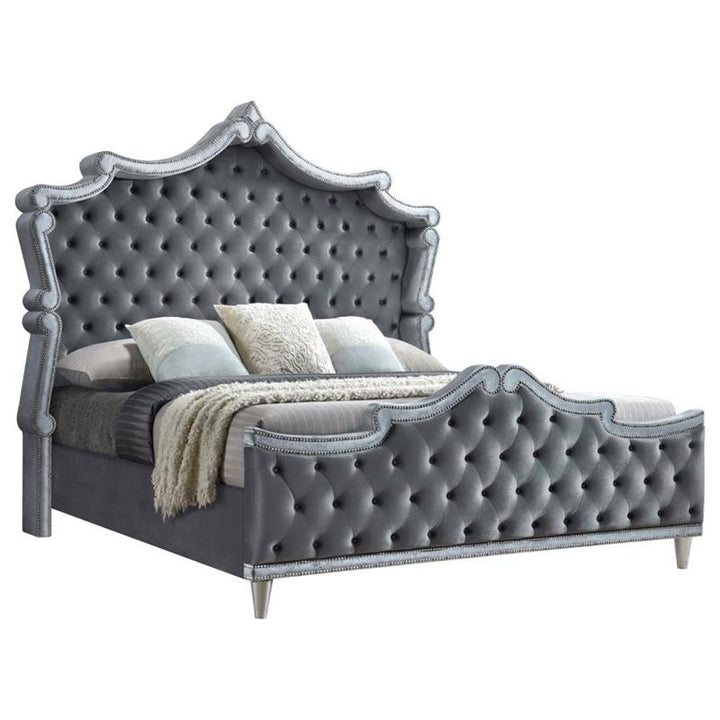 Antonella Upholstered Tufted Eastern King Bed Grey (223581KE)