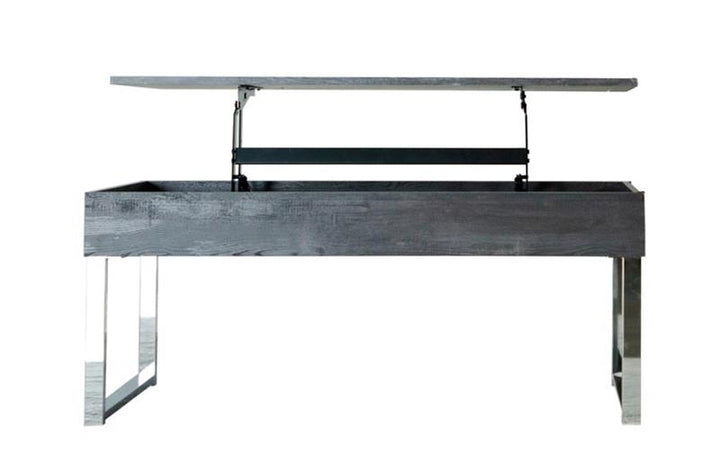 Baines Lift Top Storage Coffee Table Dark Charcoal and Chrome (723458)