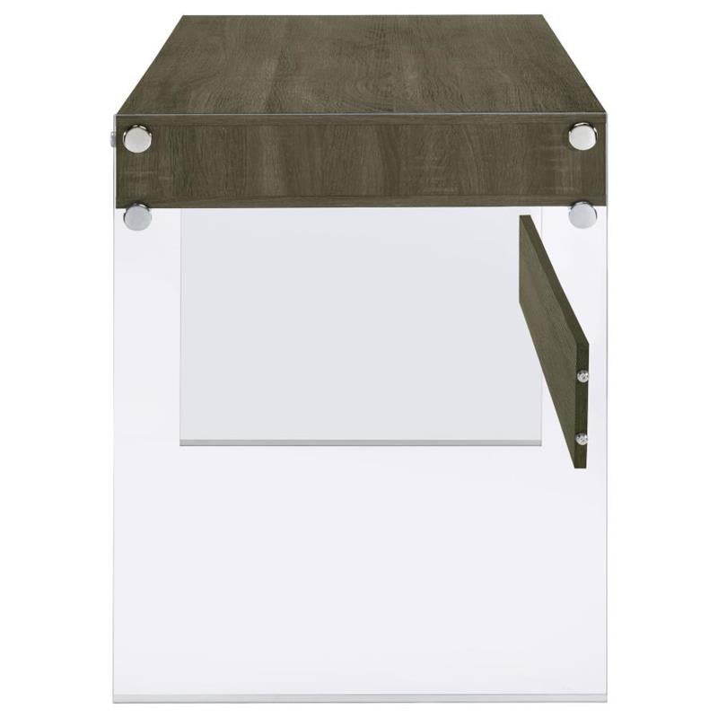 Dobrev 2-drawer Writing Desk Weathered Grey and Clear (800818)