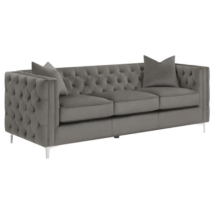 Phoebe 3-piece Tufted Tuxedo Arms Living Room Set Urban Bronze (509881-S3)