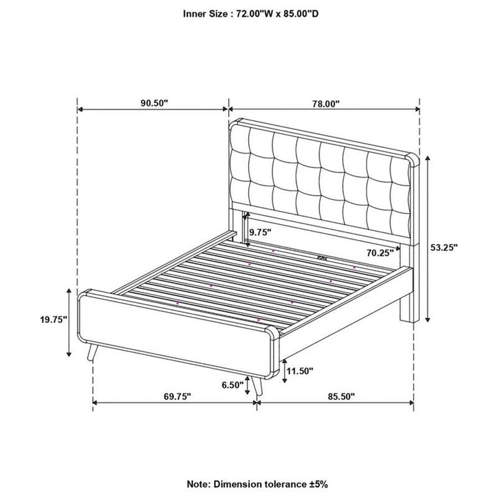 Robyn California King Bed with Upholstered Headboard Dark Walnut (205131KW)