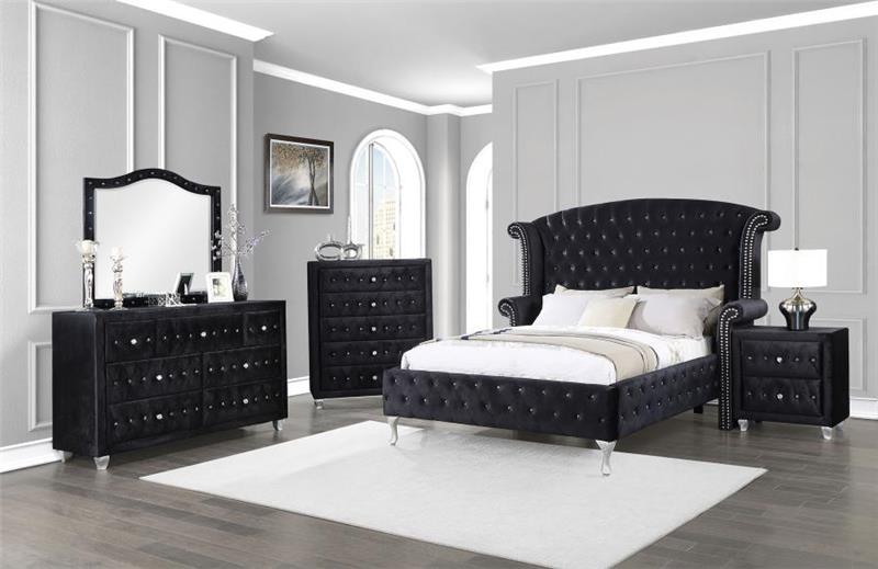 Deanna Eastern King Tufted Upholstered Bed Black (206101KE)