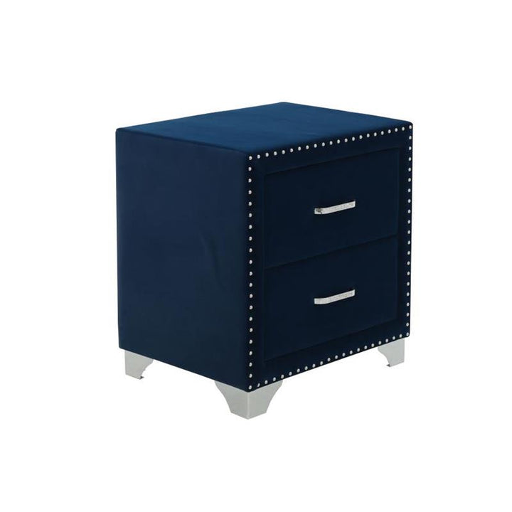 Melody 2-drawer Upholstered Nightstand Pacific Blue (223372)