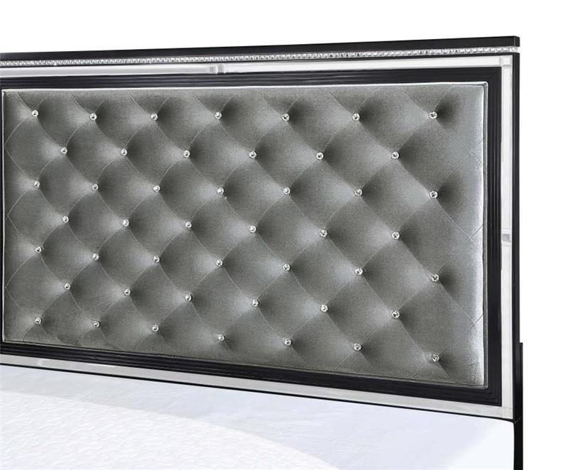 Cappola Upholstered Tufted Bedroom Set Silver and Black (223361KE-S5)