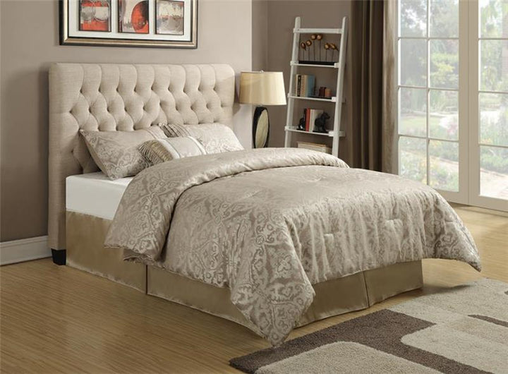 Chloe Tufted Upholstered Queen Headboard Oatmeal (300007QB1)