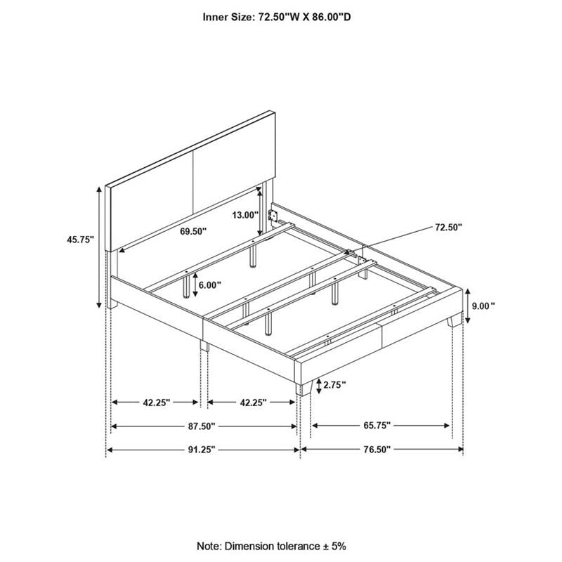 Dorian Upholstered California King Bed Grey (300763KW)