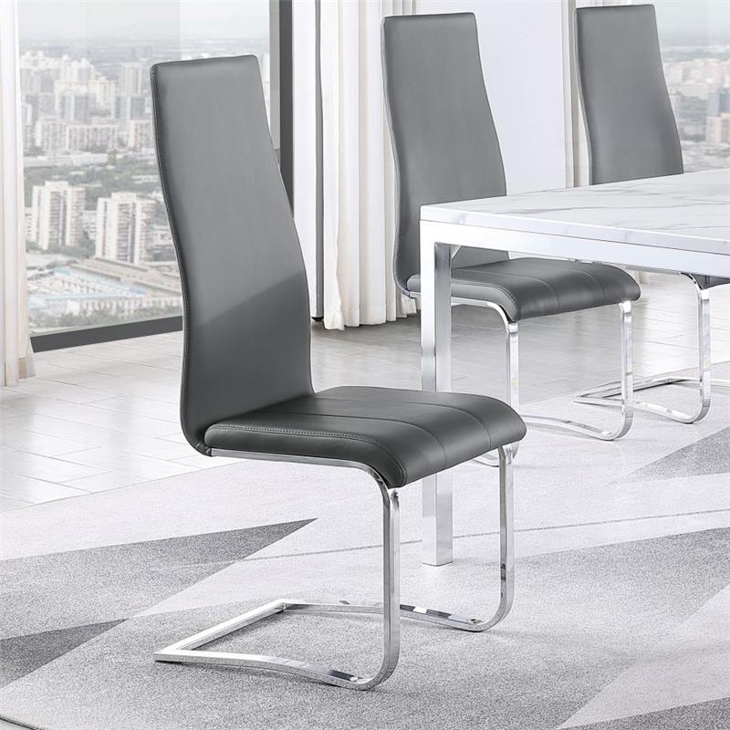 Montclair Upholstered High Back Side Chairs Grey and Chrome (Set of 4) (100515GRY)