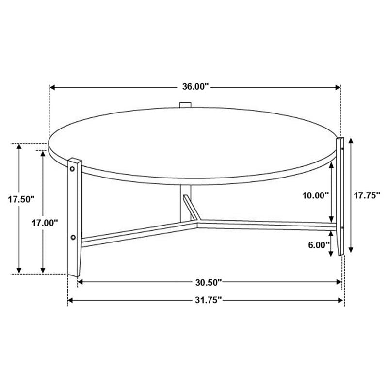 Tandi Round Coffee Table Faux White Marble and Black (753538)