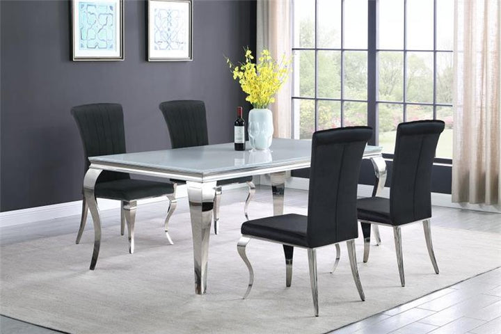 Carone 5-piece 81" Rectangular Dining Set Black and Chrome (115081-S5)