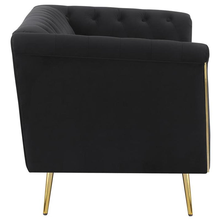 Holly Tuxedo Arm Tufted Back Loveseat Black (508442)