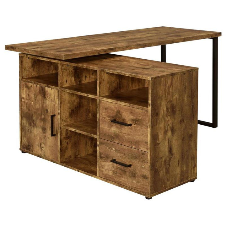 Hertford L-shape Office Desk with Storage Antique Nutmeg (804464)