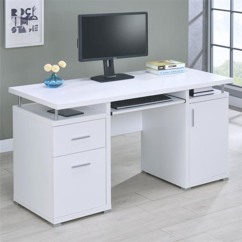 Tracy 2-drawer Computer Desk White (800108)