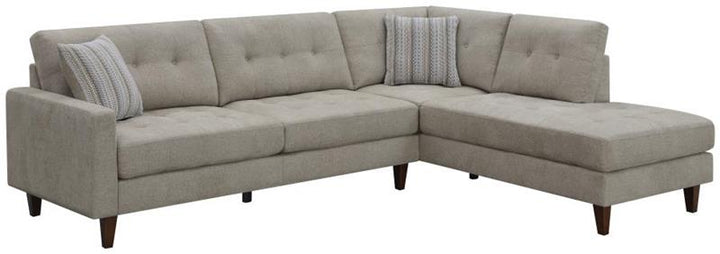 Barton Upholstered Tufted Sectional Toast and Brown (509796)