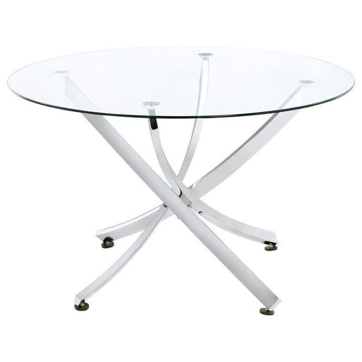 Beckham Round Dining Table Chrome and Clear (106440)