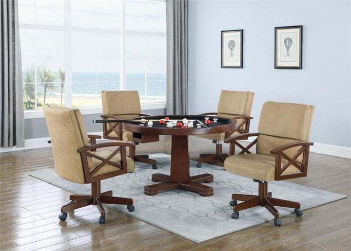 Marietta 5-piece Game Table Set Tobacco and Tan (100171-S5)