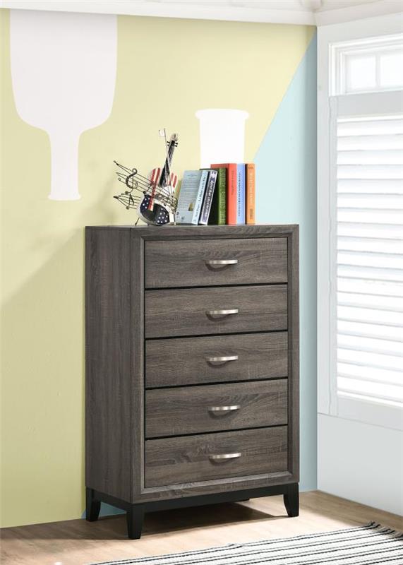 Watson 5-drawer Chest Grey Oak and Black (212425)