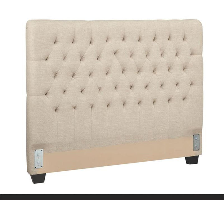 Chloe Tufted Upholstered Full Headboard Oatmeal (300007FB1)