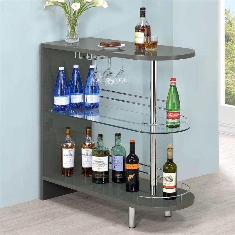 Adolfo 3-tier Bar Table Glossy Grey and Clear (101073)