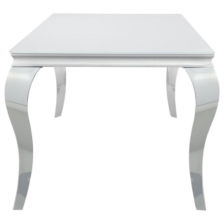 Carone Rectangular Glass Top Dining Table White and Chrome (115091)