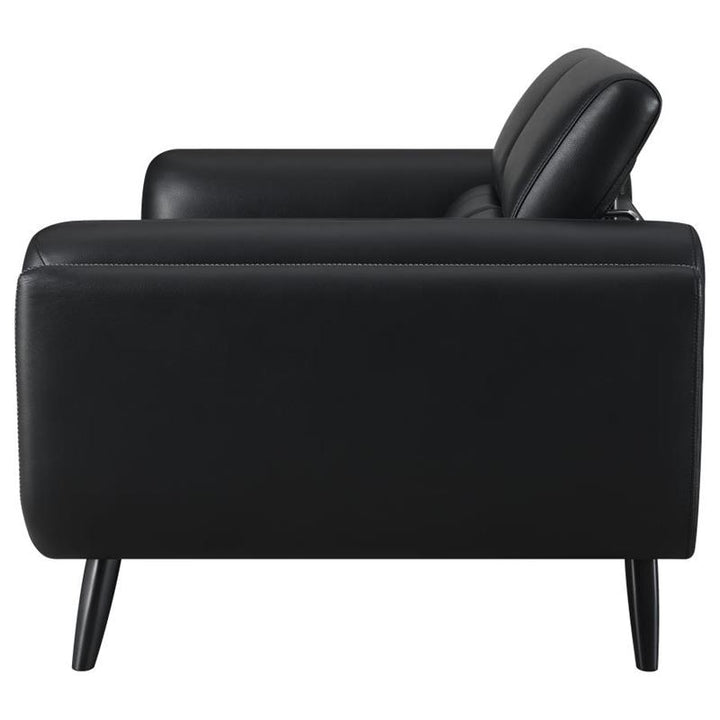 Shania Track Arms Loveseat with Tapered Legs Black (509922)