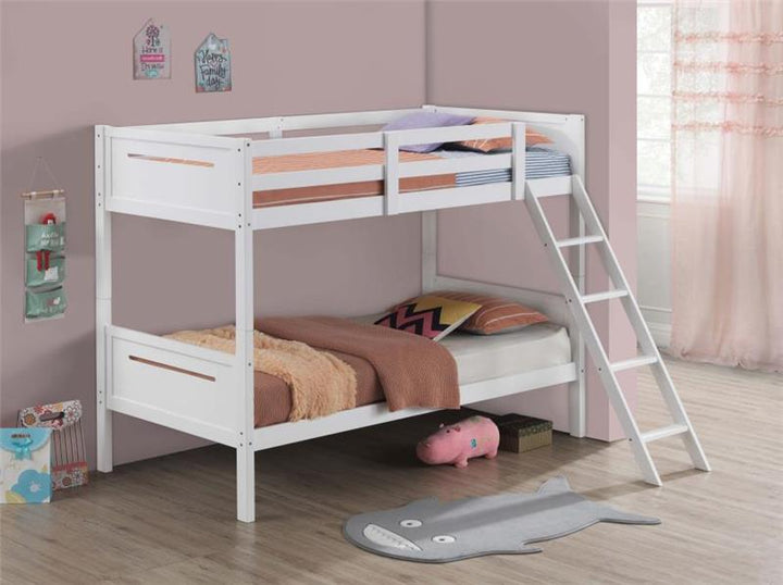 Littleton Twin Over Twin Bunk Bed White (405051WHT)