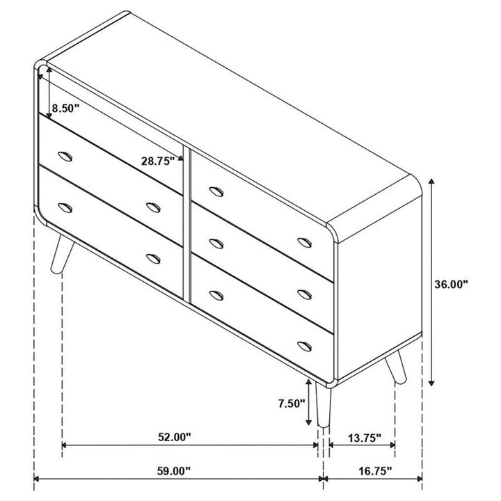 Robyn 6-drawer Dresser Dark Walnut (205133)