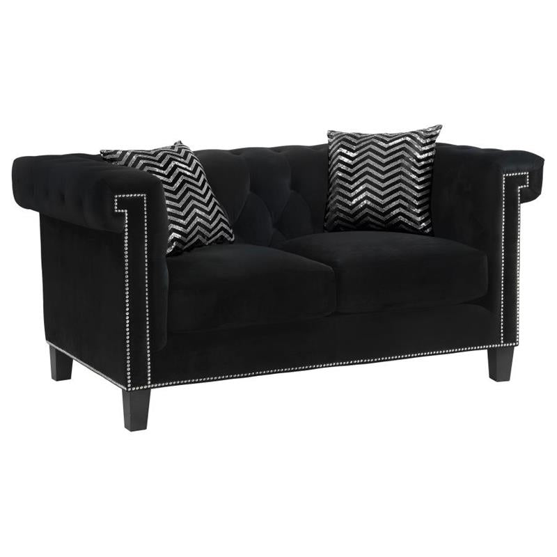 Reventlow Upholstered Tufted Living Room Set Black (505817-S3)