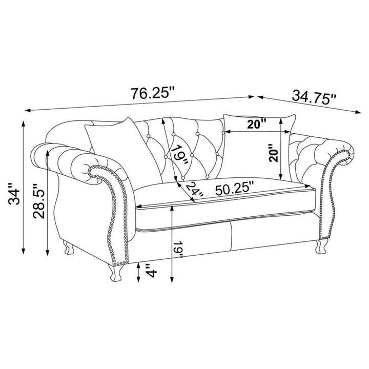 Frostine Upholstered Tufted Living Room Set Silver (551161-S2)