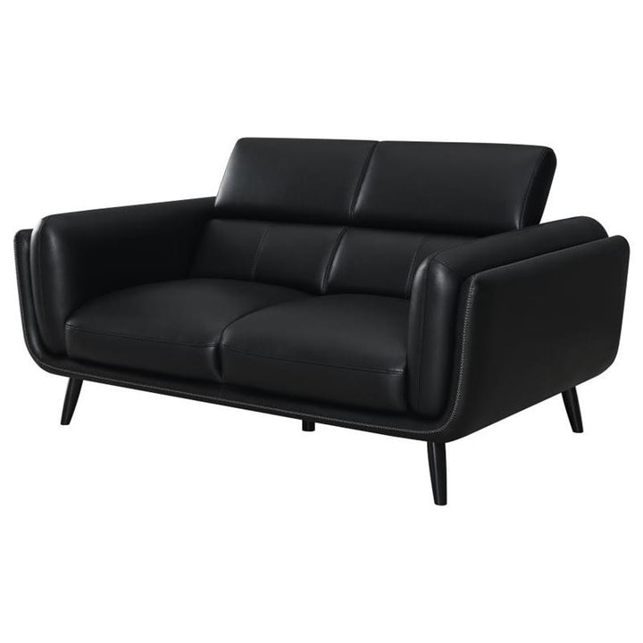 Shania Track Arms Loveseat with Tapered Legs Black (509922)