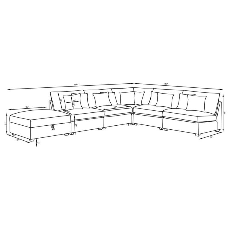 Cambria 5-piece Upholstered Modular Sectional Grey (551511-S5A)