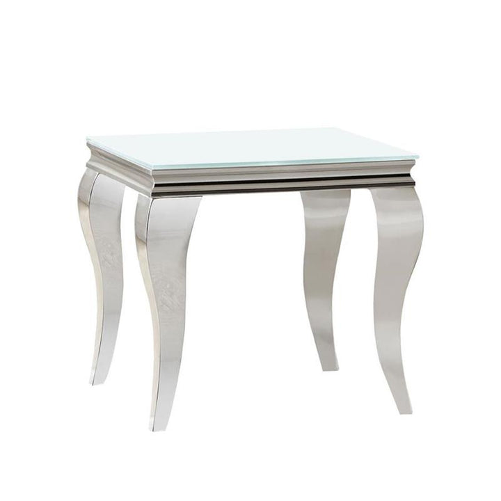 Luna Square End Table White and Chrome (707767)