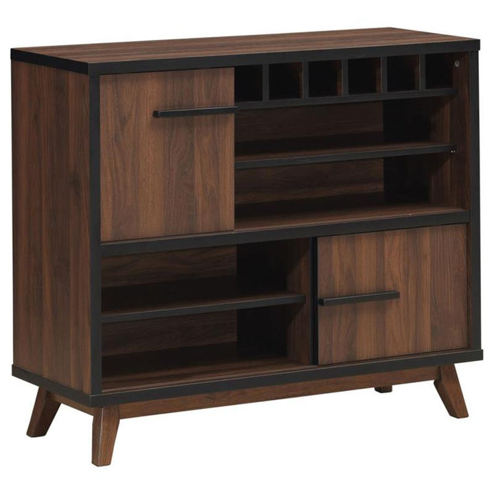 Ezekiel Wine Cabinet with 2 Sliding Doors Walnut and Black (182873)