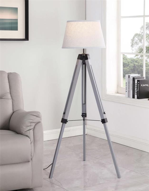 Dayton Adjustable Empire Shade Tripod Floor Lamp Grey (920212)