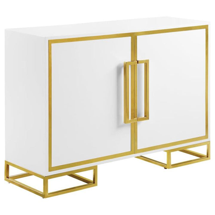 Elsa 2-door Accent Cabinet with Adjustable Shelves White and Gold (959594)