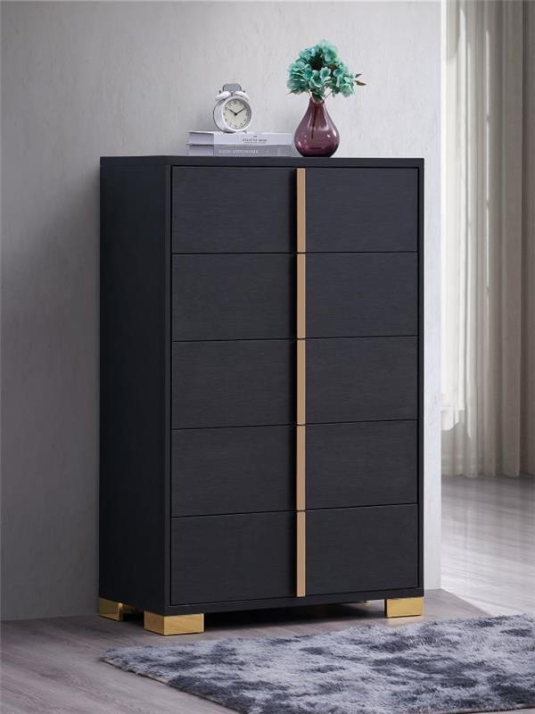 Marceline 5-drawer Chest Black (222835)